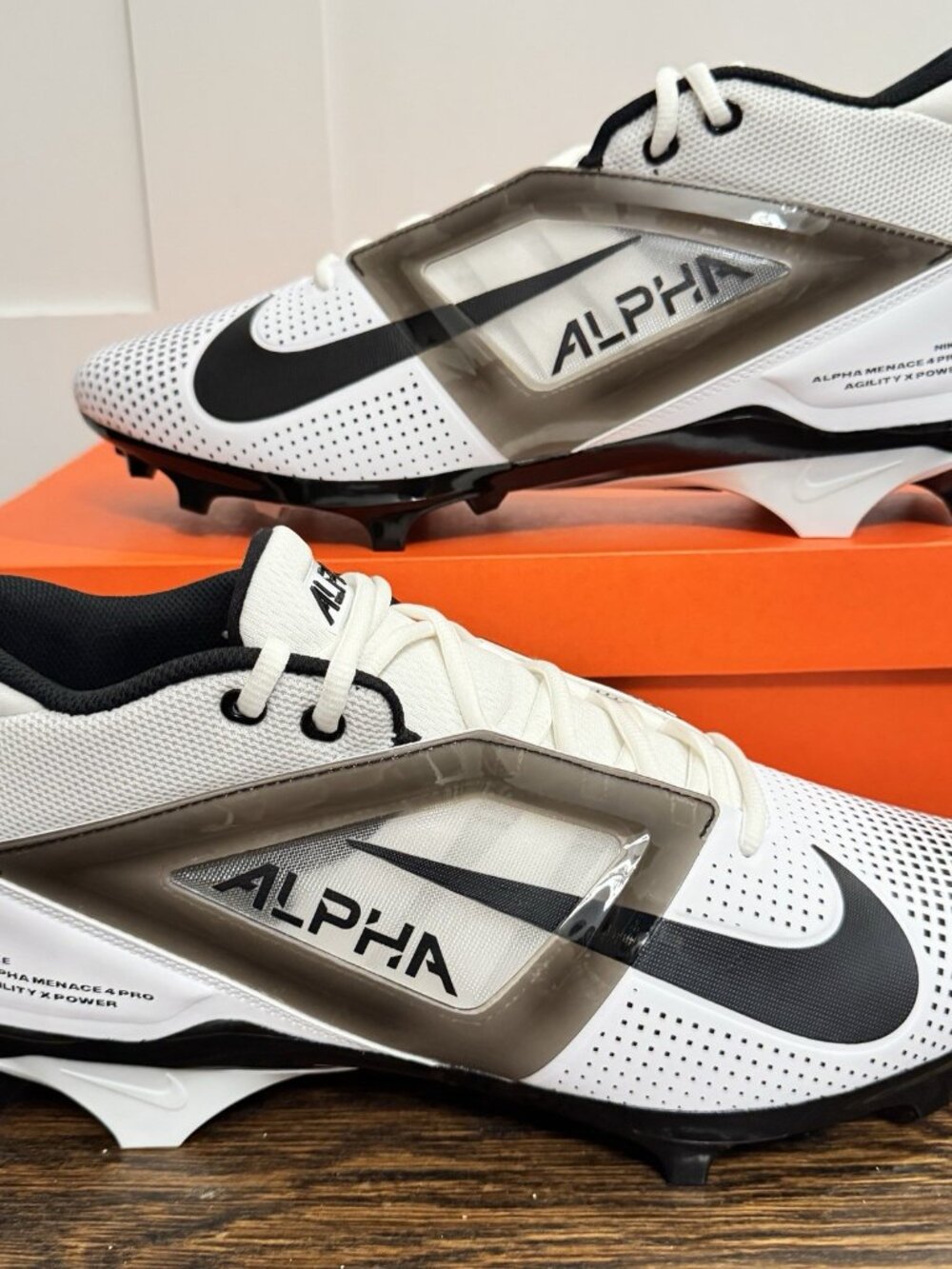 SIZE 12.5 WIDE - Nike Alpha Menace Pro 4 Football Cleats White Black HF4553-100